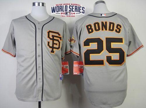 San Francisco Giants #25 Barry Bonds Grey 2014 World Series Patch Stitched MLB Baseball Jersey