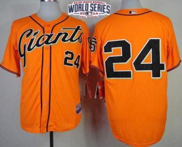 San Francisco Giants #24 Willie Mays Orange 2014 World Series Patch Stitched MLB Baseball Jersey