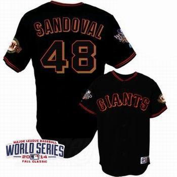 San Francisco Giants #48 Pablo Sandoval Black 2014 World Series Patch Stitched MLB Baseball Jersey