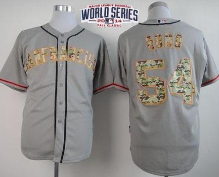San Francisco Giants #54 Sergio Romo Grey USMC 2014 World Series Patch Stitched MLB Baseball Jersey