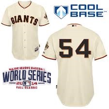 Women San Francisco Giants #54 Sergio Romo Cream MLB Jerseys W 2014 World Series Patch