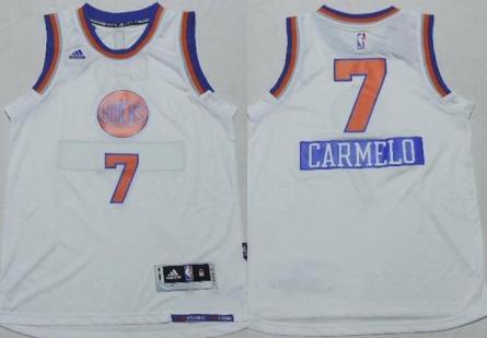 Youth New York Knicks #7 Carmelo Anthony White 2014-15 Christmas Day Stitched NBA Jersey