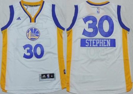 Youth Golden State Warriors #30 Stephen Curry White 2014-15 Christmas Day Stitched NBA Jersey