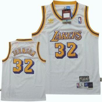 Youth Los Angeles Lakers #32 Magic Johnson White Throwback Stitched NBA Jersey