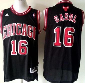 Youth Chicago Bulls #16 Pau Gasol Black Revolution 30 Stitched NBA Jersey