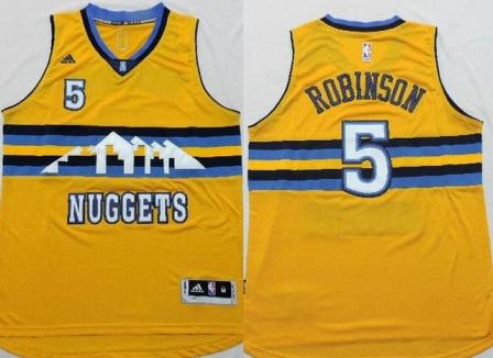 Denver Nuggets #5 Robinson Yellow Stitched Revolution 30 NBA Jersey 2015 New Style