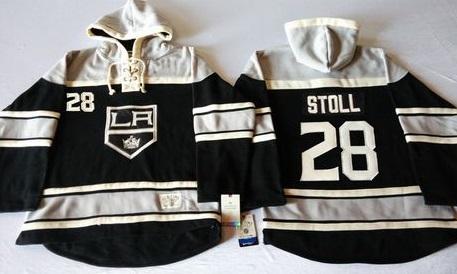 Los Angeles Kings #28 Jarret Stoll Black Sawyer Hooded Sweatshirt Stitched NHL Jersey