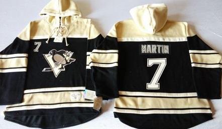 Pittsburgh Penguins #7 Paul Martin Black Sawyer Hooded Sweatshirt Stitched NHL Jersey