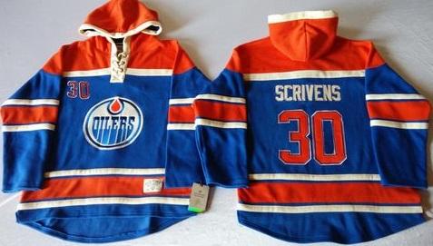 Edmonton Oilers #30 Ben Scrivens Light Blue Sawyer Hooded Sweatshirt Stitched NHL Jersey