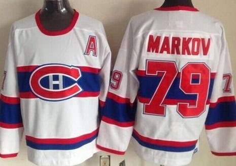 Montreal Canadiens #79 Andrei Markov White CCM Throwback Stitched NHL Jersey
