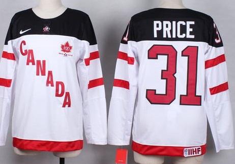 Women's Olympic CA. #31 Carey Price White 100th Anniversary Stitched NHL Jersey