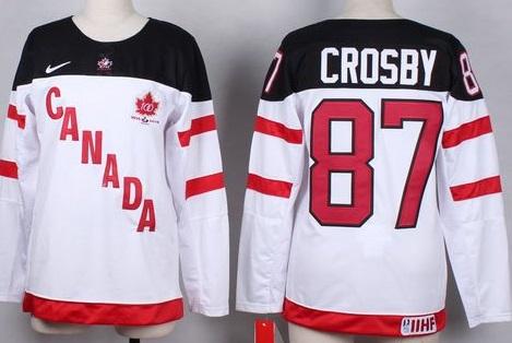Women's Olympic CA. #87 Sidney Crosby White 100th Anniversary Stitched NHL Jersey
