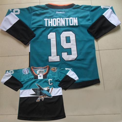 San Jose Sharks #19 Joe Thornton Teal Black 2015 Stadium Series Stitched NHL Jersey