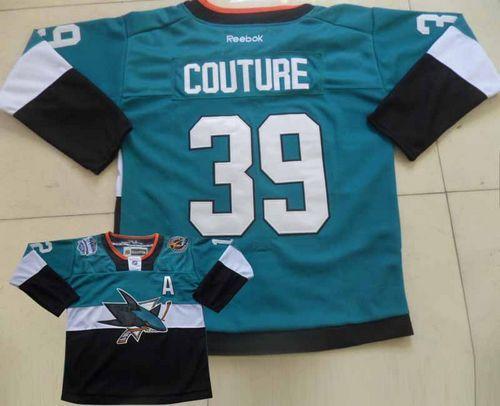 San Jose Sharks #39 Logan Couture Teal Black 2015 Stadium Series Stitched NHL Jersey