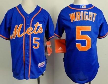 Youth New York Mets #5 David Wright Blue Alternate Home Cool Stitched Baseball Jersey