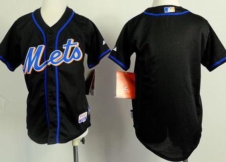 Youth New York Mets Blank Black Cool Base Stitched Baseball Jersey