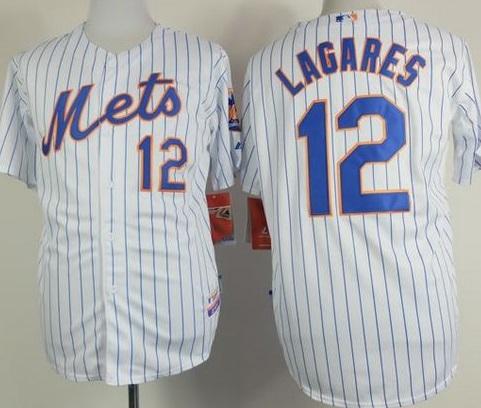 New York Mets #12 Juan Lagares White(Blue Strip) Home Cool Base Stitched Baseball Jersey