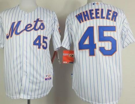 New York Mets #45 Zack Wheeler White(Blue Strip) Home Cool Base Stitched Baseball Jersey
