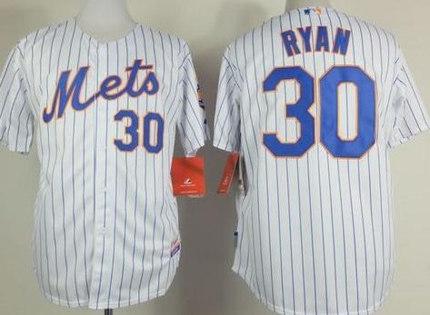 New York Mets #30 Nolan Ryan White(Blue Strip) Home Cool Base Stitched Baseball Jersey
