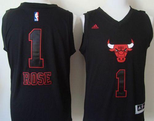 Chicago Bulls #1 Derrick Rose Black Fashion Stitched NBA Jersey