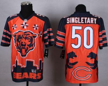 Nike Chicago Bears #50 Mike Singletary Orange Men's Stitched NFL Elite Noble Fashion Jersey