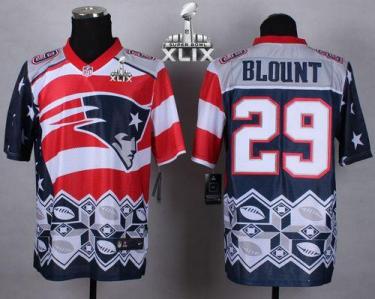 Nike New England Patriots #29 LeGarrette Blount Navy Blue Super Bowl XLIX Men's Stitched NFL Elite Noble Fashion Jersey