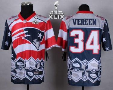 Nike New England Patriots #34 Shane Vereen Navy Blue Super Bowl XLIX Men's Stitched NFL Elite Noble Fashion Jersey