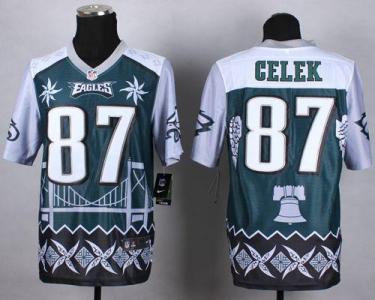 Nike Philadelphia Eagles #87 Brent Celek Midnight Green Men's Stitched NFL Elite Noble Fashion Jersey