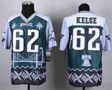 Nike Philadelphia Eagles #62 Jason Kelce Midnight Green Men's Stitched NFL Elite Noble Fashion Jersey