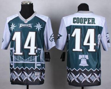 Nike Philadelphia Eagles #14 Riley Cooper Midnight Green Men's Stitched NFL Elite Noble Fashion Jersey