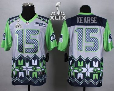 Nike Seattle Seahawks #15 Jermaine Kearse Grey Super Bowl XLIX Men's Stitched NFL Elite Noble Fashion Jersey