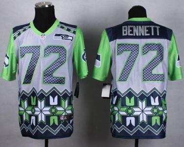 Nike Seattle Seahawks #72 Michael Bennett Grey Men's Stitched NFL Elite Noble Fashion Jersey