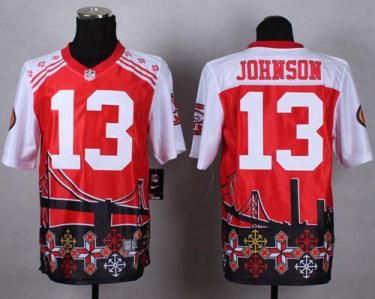 Nike San Francisco 49ers #13 Steve Johnson Red Men's Stitched NFL Elite Noble Fashion Jersey