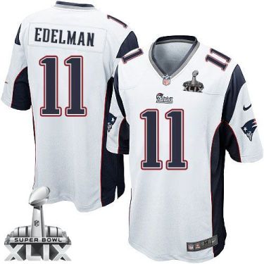 Nike New England Patriots #11 Julian Edelman White Super Bowl XLIX Men's Stitched NFL Game Jersey