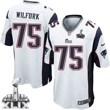 Nike New England Patriots #75 Vince Wilfork White Super Bowl XLIX Men's Stitched NFL Game Jersey