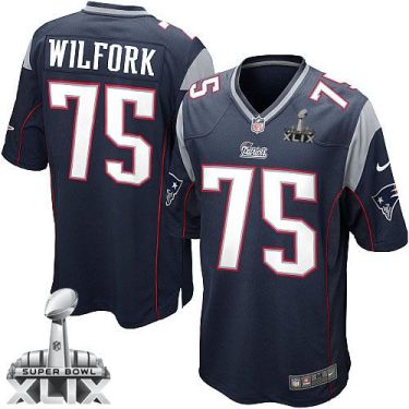 Nike New England Patriots #75 Vince Wilfork Navy Blue Team Color Super Bowl XLIX Men's Stitched NFL Game Jersey
