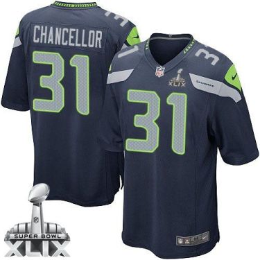 Nike Seattle Seahawks #31 Kam Chancellor Steel Blue Team Color Super Bowl XLIX Men's Stitched NFL Game Jersey