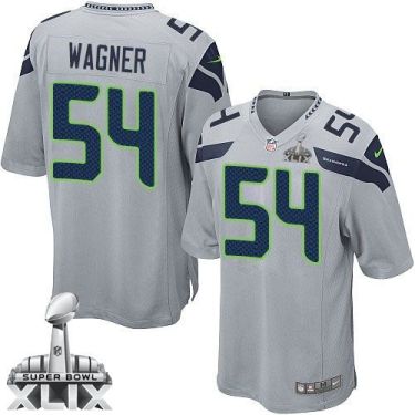 Nike Seattle Seahawks #54 Bobby Wagner Grey Alternate Super Bowl XLIX Men's Stitched NFL Game Jersey