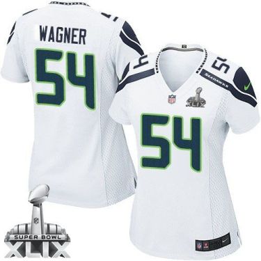 Women's Nike Seattle Seahawks #54 Bobby Wagner White Super Bowl XLIX Stitched NFL Jersey