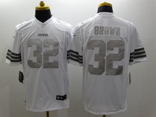 Nike Cleveland Browns #32 Jim Brown White Men's Stitched NFL Limited Platinum Jersey