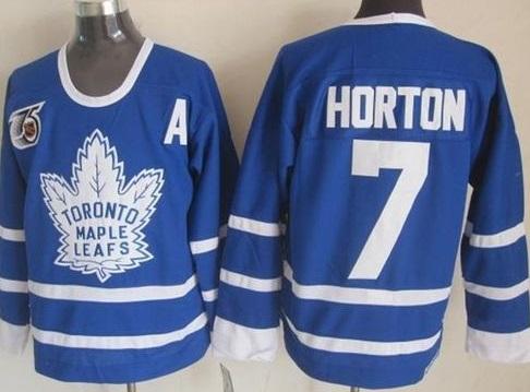 Toronto Maple Leafs #7 Tim Horton Blue 75th CCM Throwback Stitched NHL Jersey