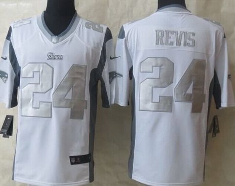 Nike New England Patriots #24 Darrelle Revis White Men's Stitched NFL Limited Platinum Jersey