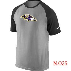 Mens Baltimore Ravens Ash Tri Big Play Raglan T-Shirt Grey- Black