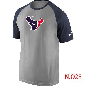 Mens Houston Texans Ash Tri Big Play Raglan T-Shirt Grey- Navy