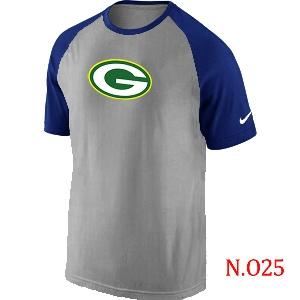 Mens Green Bay Packers Ash Tri Big Play Raglan T-Shirt Grey- Blue