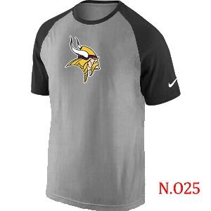 Mens Minnesota Vikings Ash Tri Big Play Raglan T-Shirt Grey- Black