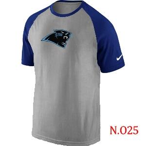 Mens Carolina Panthers Ash Tri Big Play Raglan T-Shirt Grey- Blue