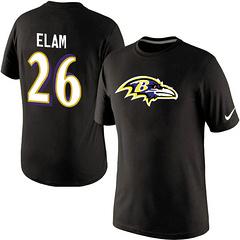 Mens Baltimore Ravens 26 ELam Name & Number T-Shirt Black