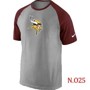 Mens Minnesota Vikings Ash Tri Big Play Raglan T-Shirt Grey- Red