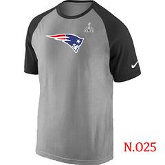 Mens New England Patriots Super Bowl XLIX Ash Tri Big Play Raglan T-Shirt Grey- Black